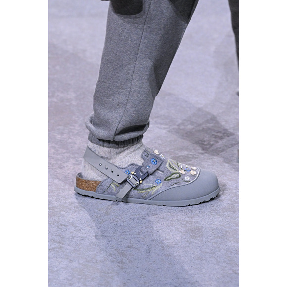 Dior Birkenstock Tokio Mule Grey Floral Slingback Nubuck Suede Flat Sandal 44 11 - Picture 3 of 12